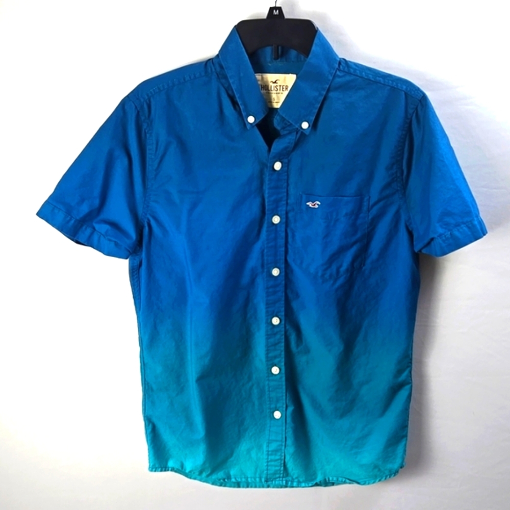 Hollister Men's California Button Down Blue Teal Shirt Sz S